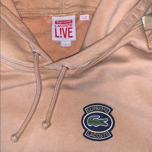 ✔️SUPREME x LACOSTE Hoodie Sweatshirt Tan Large